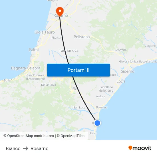 Bianco to Rosarno map