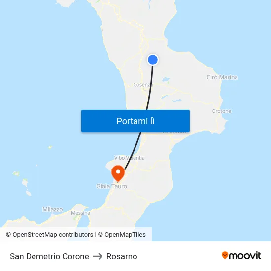 San Demetrio Corone to Rosarno map