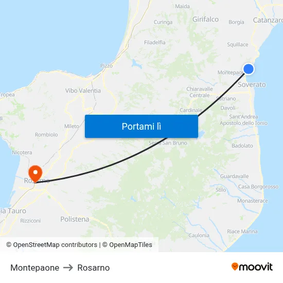 Montepaone to Rosarno map