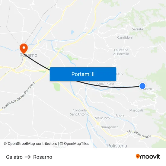 Galatro to Rosarno map