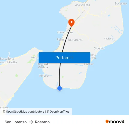 San Lorenzo to Rosarno map