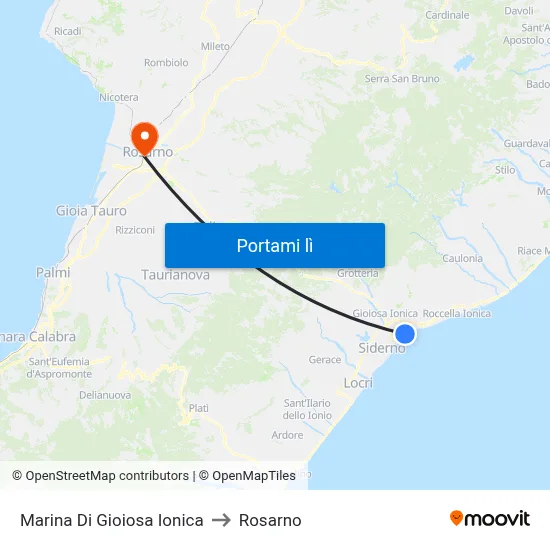 Marina Di Gioiosa Ionica to Rosarno map