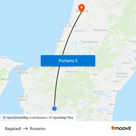 Bagaladi to Rosarno map