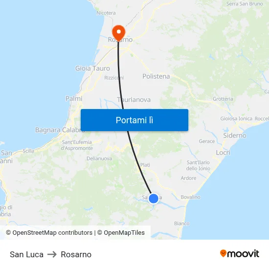 San Luca to Rosarno map