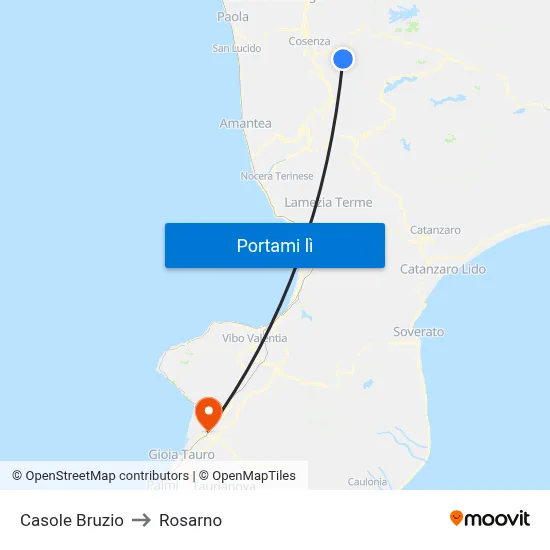 Casole Bruzio to Rosarno map