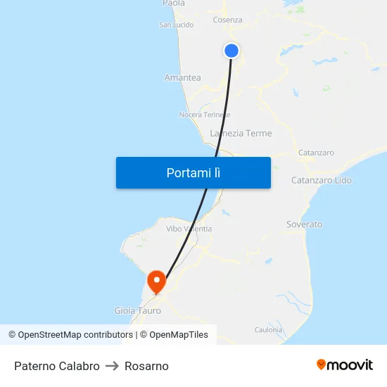 Paterno Calabro to Rosarno map