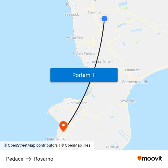 Pedace to Rosarno map