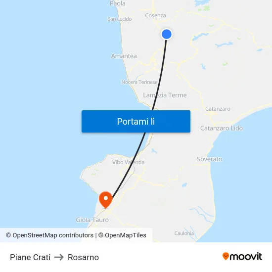 Piane Crati to Rosarno map