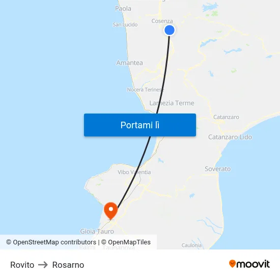 Rovito to Rosarno map