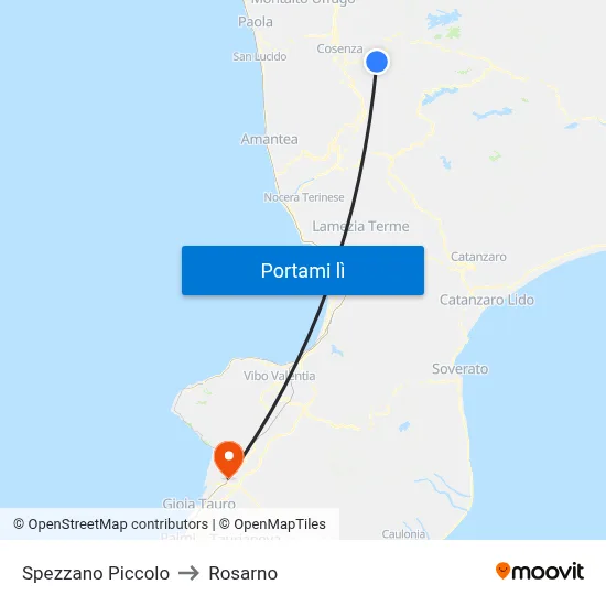 Spezzano Piccolo to Rosarno map