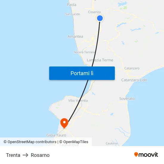 Trenta to Rosarno map