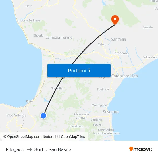 Filogaso to Sorbo San Basile map
