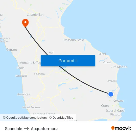 Scandale to Acquaformosa map