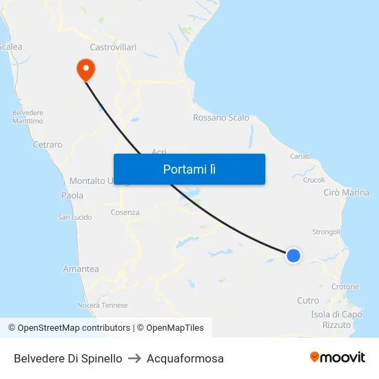 Belvedere Di Spinello to Acquaformosa map
