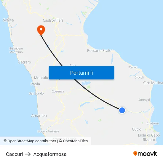 Caccuri to Acquaformosa map