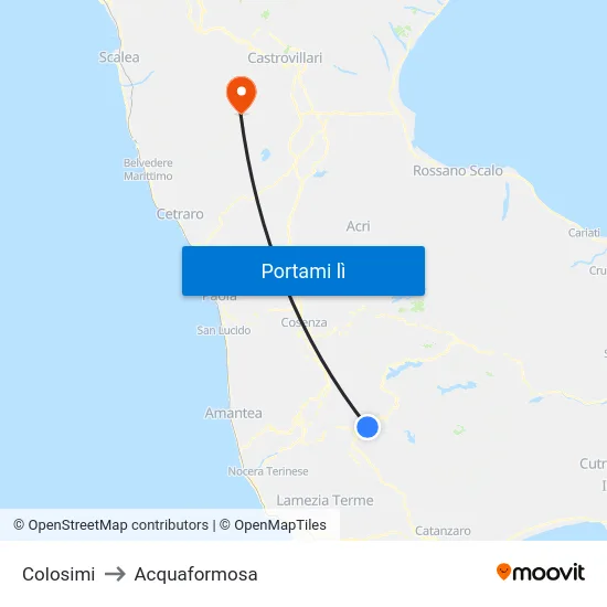 Colosimi to Acquaformosa map