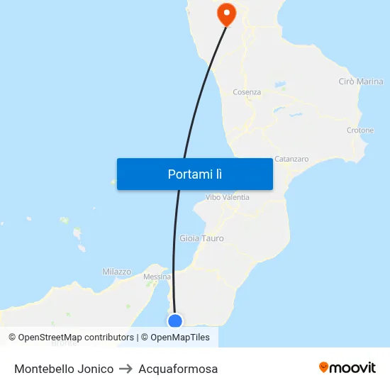 Montebello Jonico to Acquaformosa map