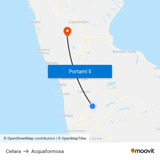 Cellara to Acquaformosa map