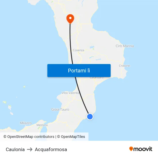 Caulonia to Acquaformosa map