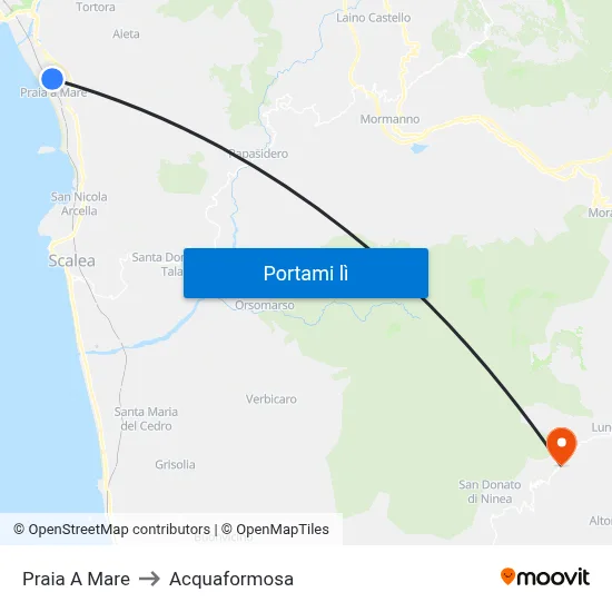 Praia A Mare to Acquaformosa map