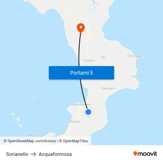 Sorianello to Acquaformosa map