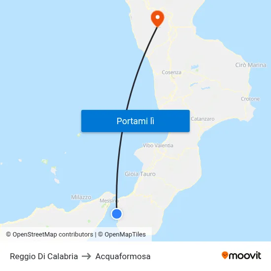 Reggio Di Calabria to Acquaformosa map
