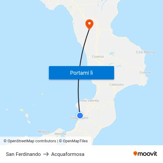 San Ferdinando to Acquaformosa map