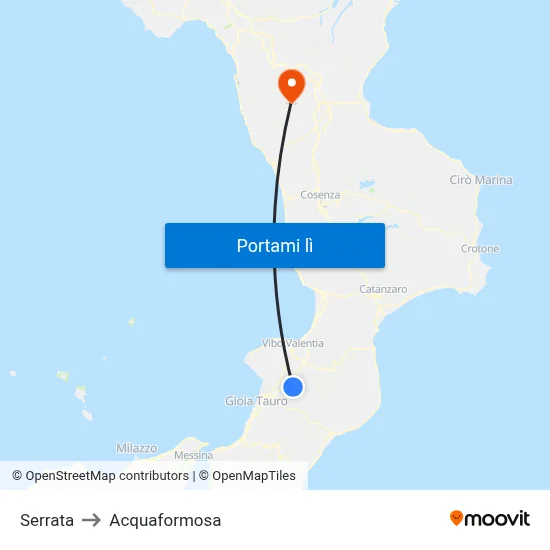 Serrata to Acquaformosa map