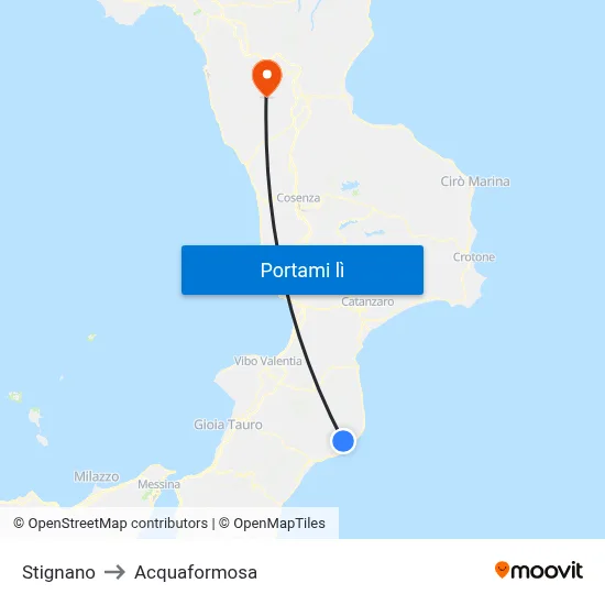 Stignano to Acquaformosa map
