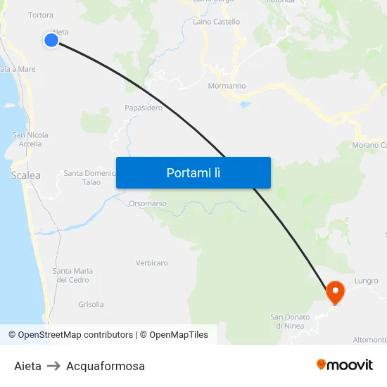 Aieta to Acquaformosa map