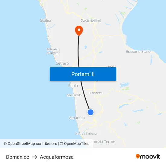 Domanico to Acquaformosa map