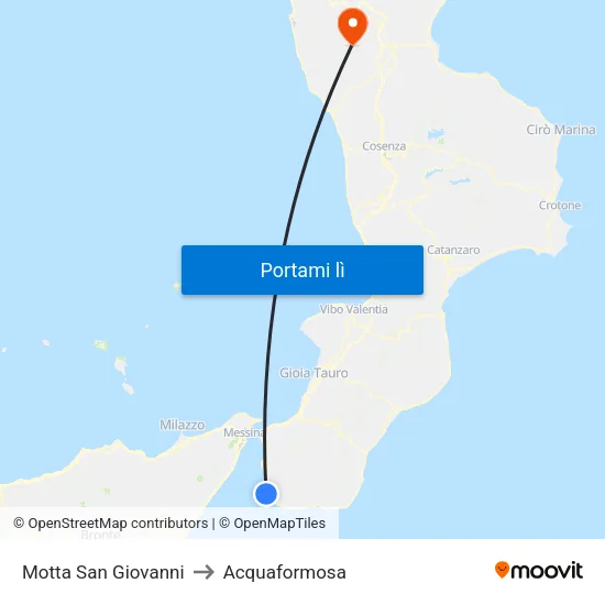 Motta San Giovanni to Acquaformosa map