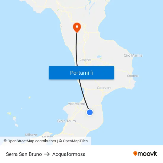 Serra San Bruno to Acquaformosa map