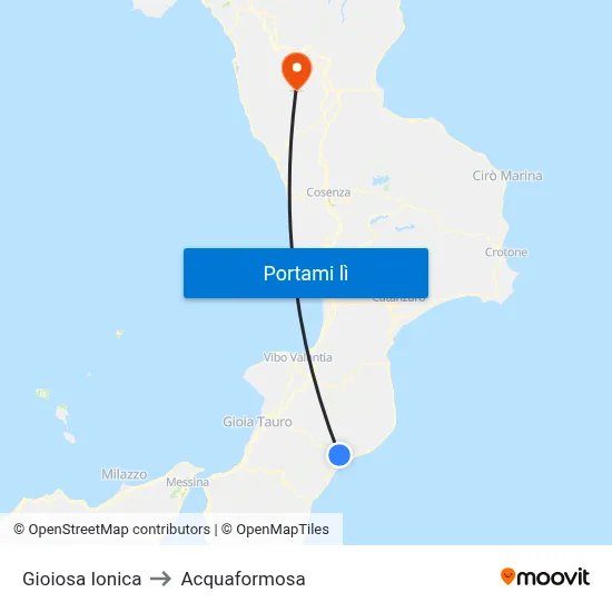 Gioiosa Ionica to Acquaformosa map