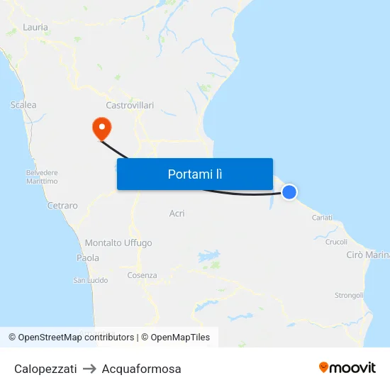 Calopezzati to Acquaformosa map