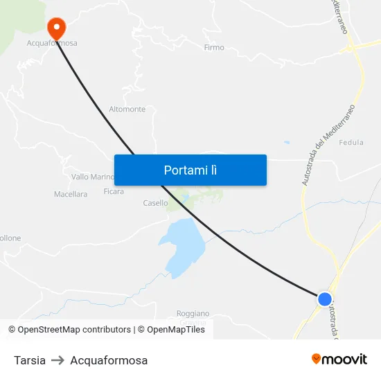 Tarsia to Acquaformosa map