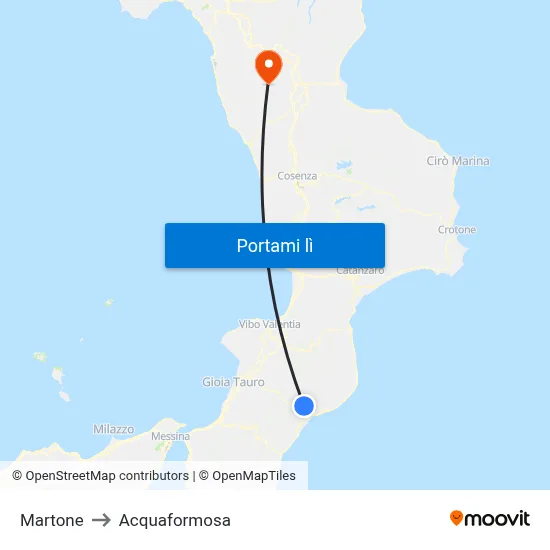 Martone to Acquaformosa map