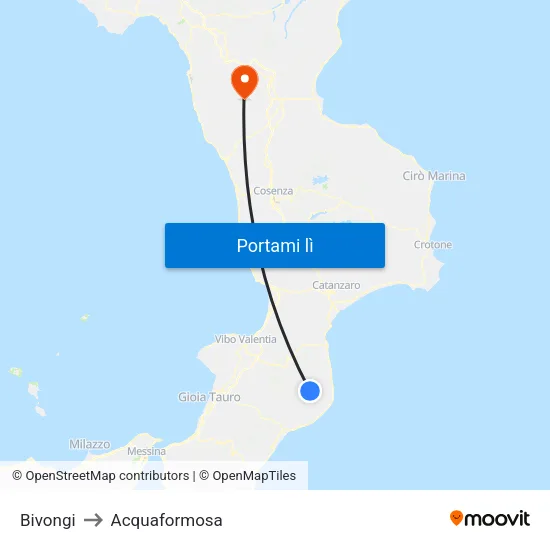 Bivongi to Acquaformosa map