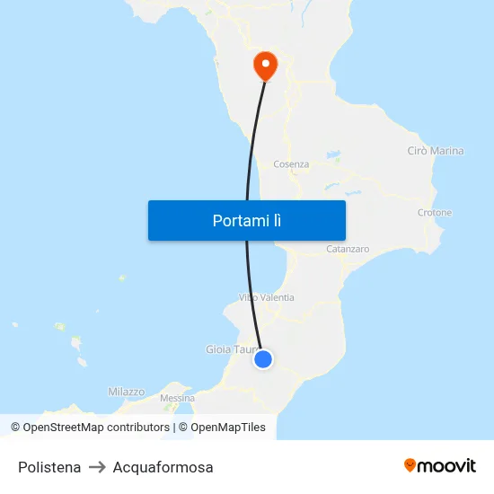 Polistena to Acquaformosa map