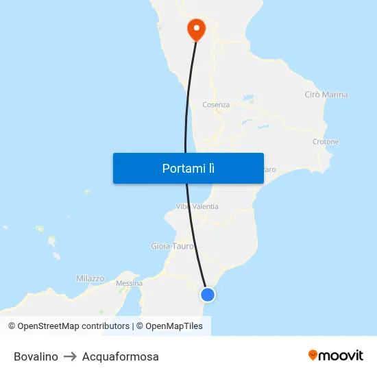 Bovalino to Acquaformosa map