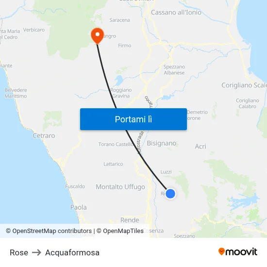 Rose to Acquaformosa map
