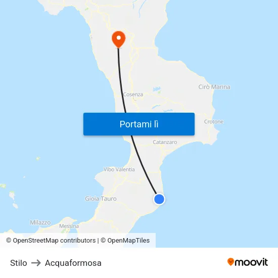 Stilo to Acquaformosa map