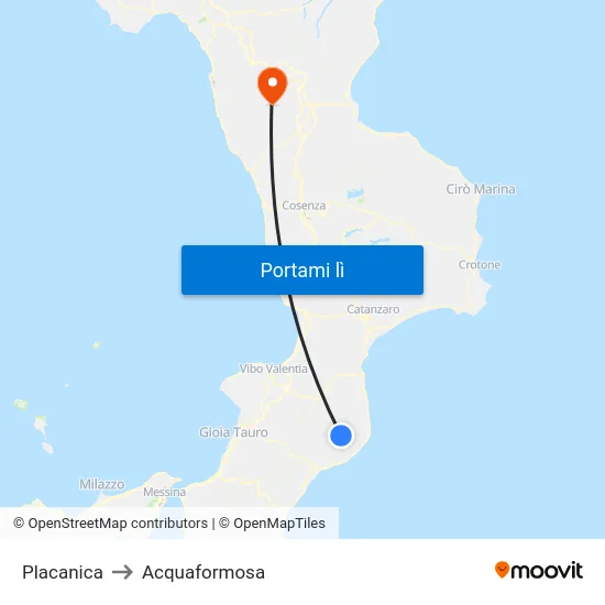 Placanica to Acquaformosa map