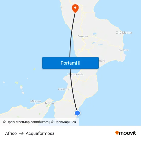 Africo to Acquaformosa map