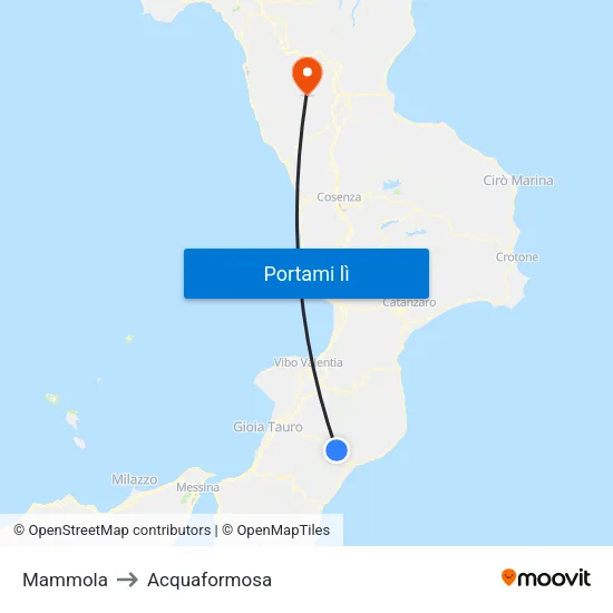 Mammola to Acquaformosa map