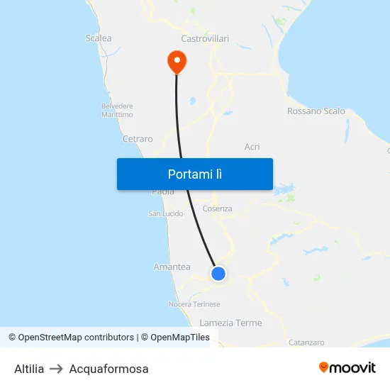 Altilia to Acquaformosa map