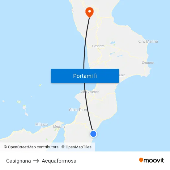 Casignana to Acquaformosa map