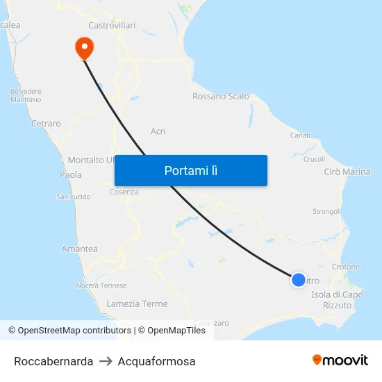 Roccabernarda to Acquaformosa map