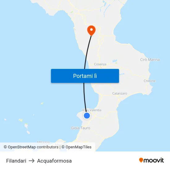 Filandari to Acquaformosa map