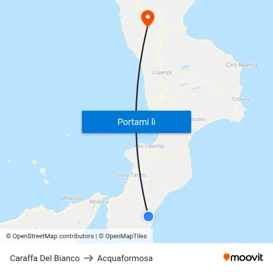 Caraffa Del Bianco to Acquaformosa map